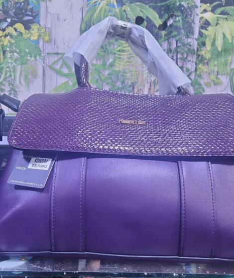 Elegant Purple Textured Top Handle Handbag