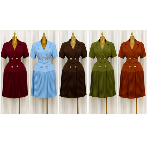 Pleated Belted Shirt Dress